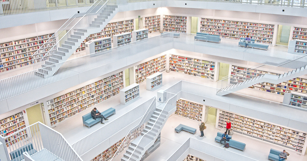 A spacious and light filled modern library